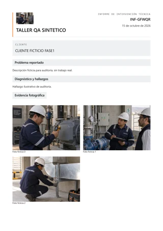 PDF de muestra de Informe técnico con datos ficticios
